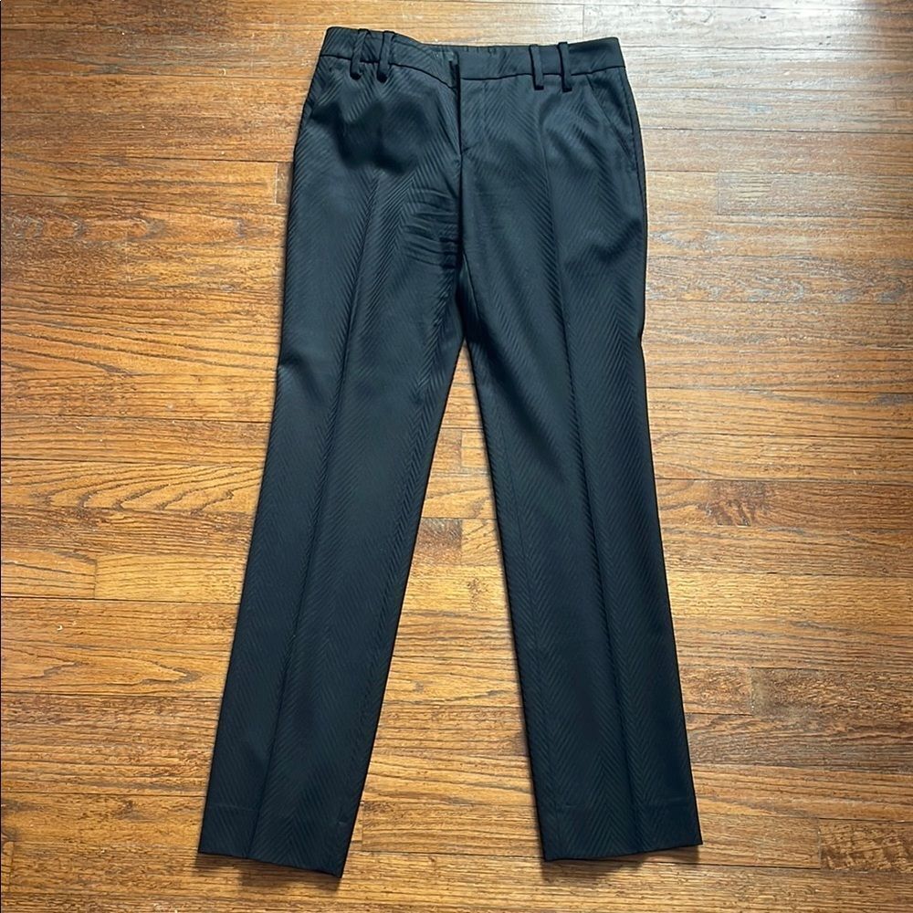 Gucci Black Wool Herringbone Dress Pants